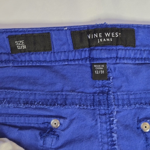 Nine West Blue Capri Pants – Stylish, Bold & Comfy With Rhinestone Pockets S 12 - Picture 2 of 4